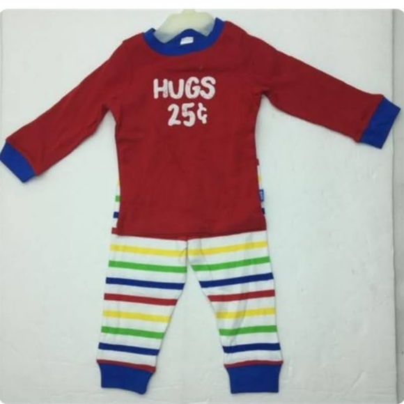 Vintage Little Tikes Baby Pajama Set |Hugs 25¢ Red Top + Striped Pants (12-18 M) - Picture 1 of 1